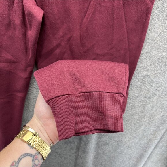 True Religion Jogger Pants Mens Large Red Zinfandel Flock CWP02 Logo Sweatpants - Picture 11 of 13